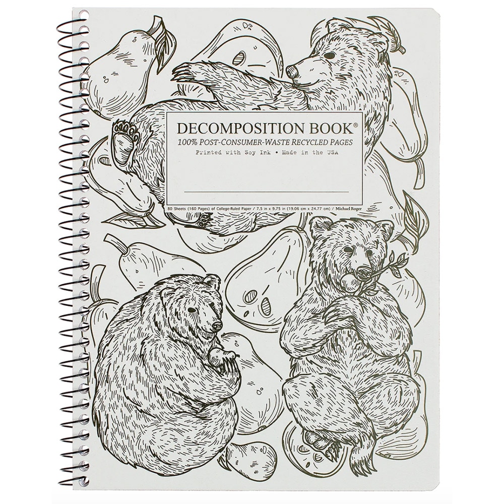 Michael Roger Press, Composition Book, Art & School, 9"x7", Decomp, Pear Bears, 267568
